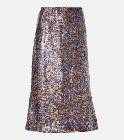 Dries Van Noten Sequined Wool-blend Midi Skirt In Multi