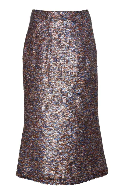 Dries Van Noten Sibyl Sequined Wool-blend Midi Skirt In Multi