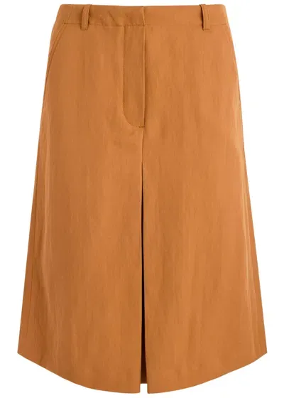 Dries Van Noten Sulia Wool-blend Skirt In Orange