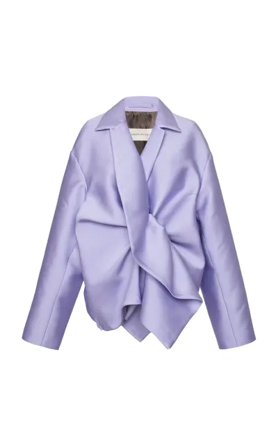 Dries Van Noten Vanas Gathered Silk-blend Jacket In Purple