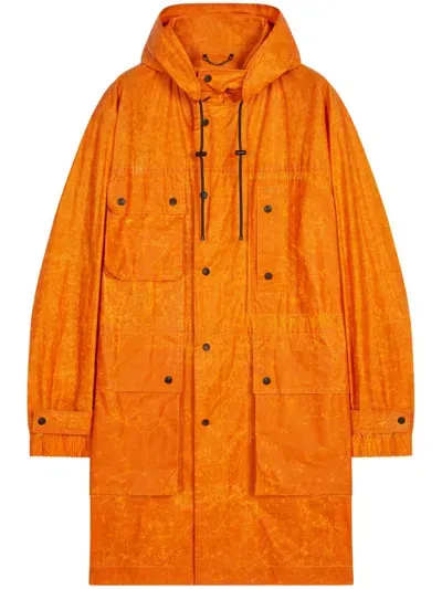 Dries Van Noten Water-repellent Waxed Cotton Parka In Orange