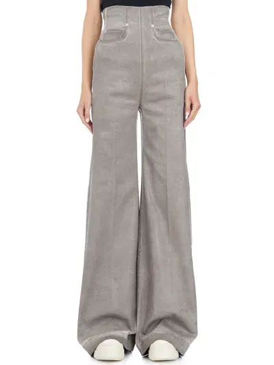 Drkshdw High-waisted Wide-leg Denim Pants In Gray