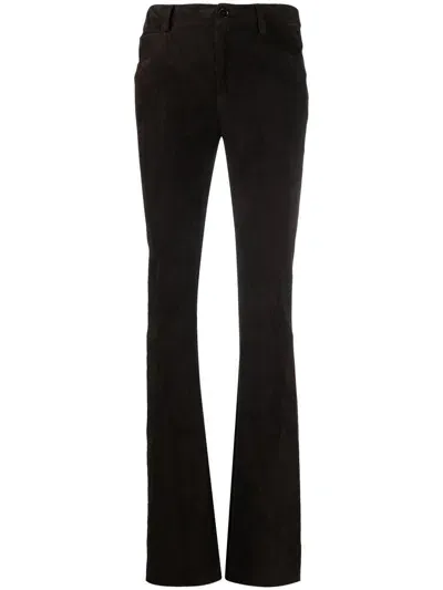 Drome Flared Suede Trousers In Brown