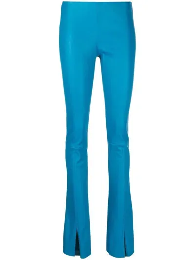 Drome Stretch Leather Leggings In Blue