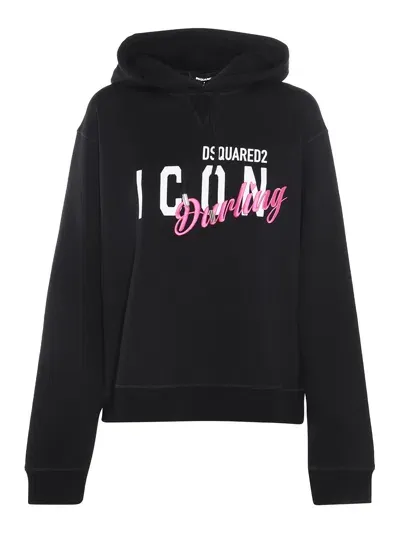 Dsquared2 Logo-print Cotton Hoodie In Black