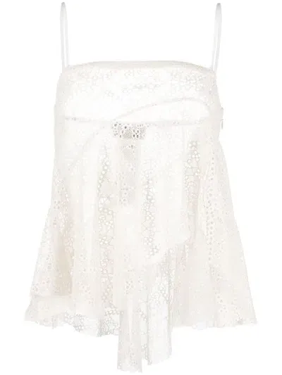 Dsquared2 Broderie-anglaise Draped Strapless Top In Neutrals