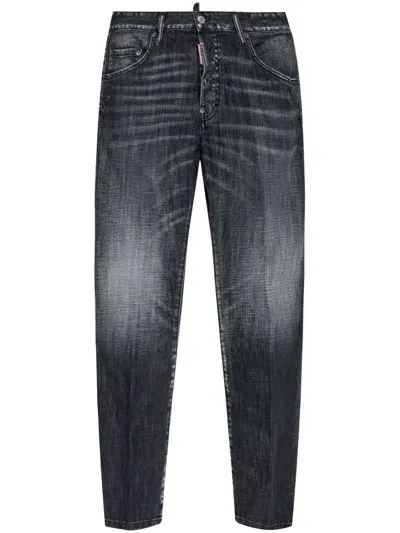 Dsquared2 Brushed Steel Wash Tidy Biker Jeans In Black