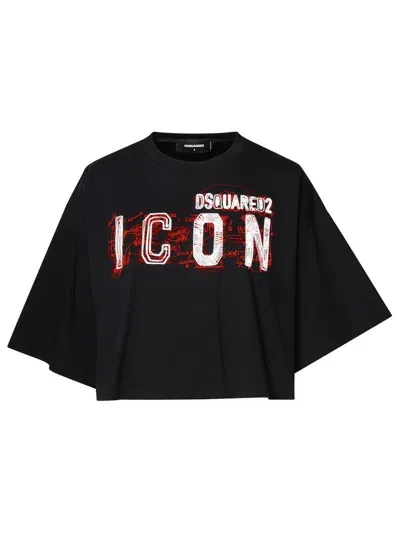 Dsquared2 Icon Printed Cropped Top In Black