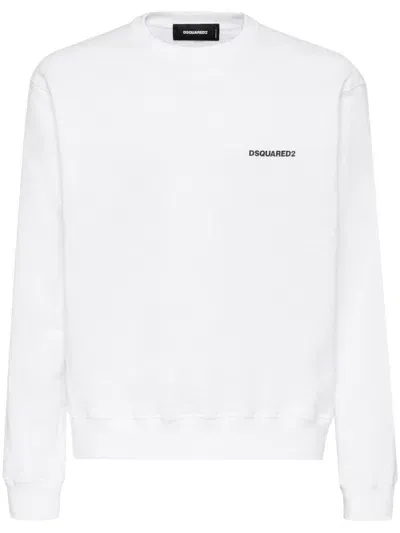 Dsquared2 Logo-print Cotton Sweatshirt In Weiss