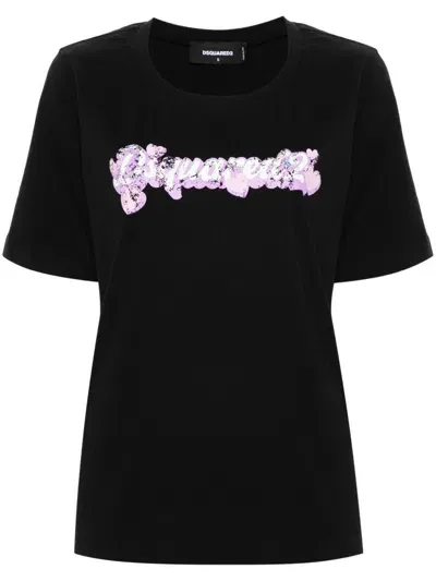 Dsquared2 Logo-print Cotton T-shirt In Black