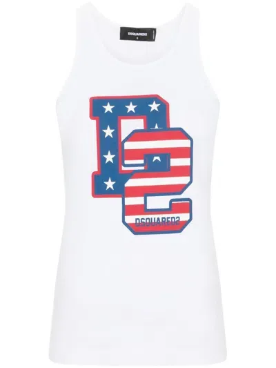 Dsquared2 Logo-print Cotton Tank Top In White