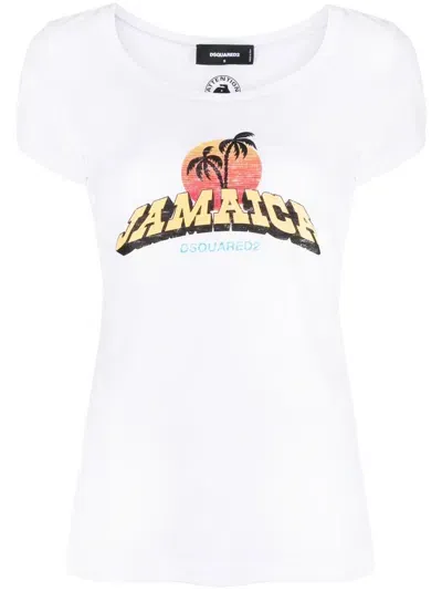 Dsquared2 Logo-print Crew-neck T-shirt In Weiss