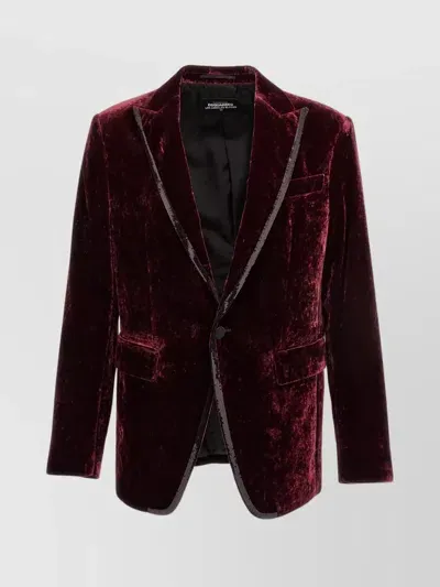 Dsquared2 Velvet Single-breasted Blazer In Red