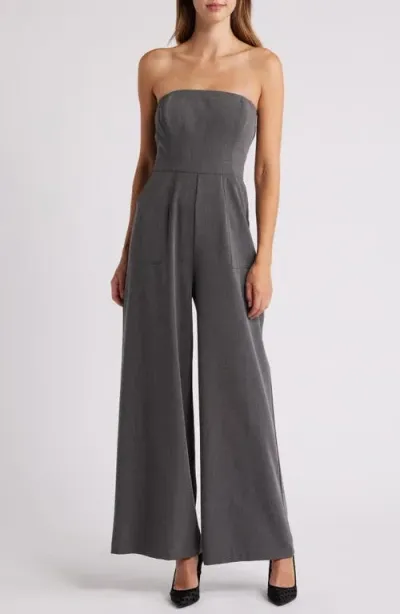 Du Paradis Eleanor Strapless Jumpsuit In Mink Grey