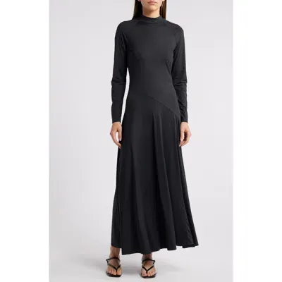 Du Paradis Evie Long Sleeve Stretch Maxi Dress In Black