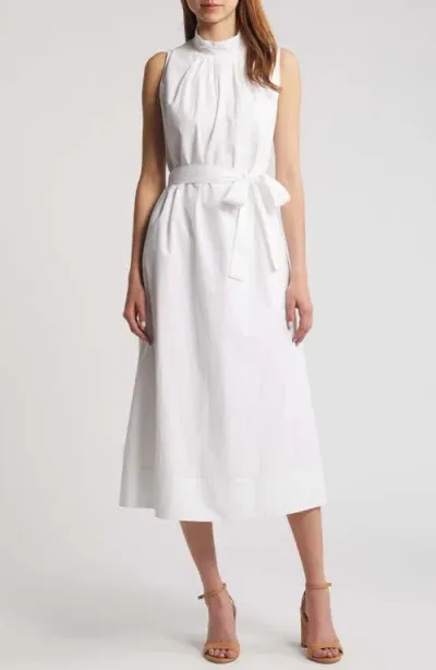 Du Paradis Malibu Mock Neck Midi Dress In White