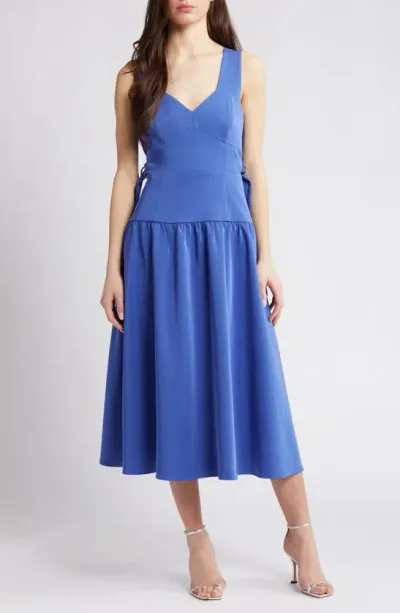 Du Paradis Sleeveless Midi Dress In Marine Blue