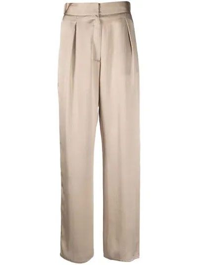 Dušan Cropped Silk Palazzo Pants In Beige