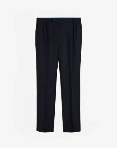 Dunhill Belgravia Wool High Twist Trousers In Blue