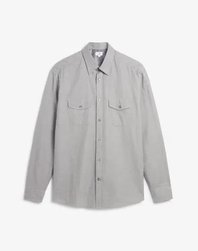 Dunhill Pale Grey Brushed Cotton Puppytooth Military Pocket Shirt