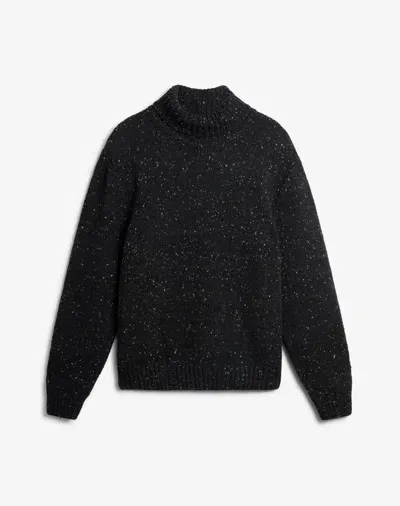 Dunhill Cashmere Blend Donegal Roll Neck Jumper In Black