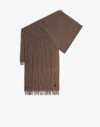 Dunhill Cashmere Wool Puppytooth Lightweight Scarf In Brown