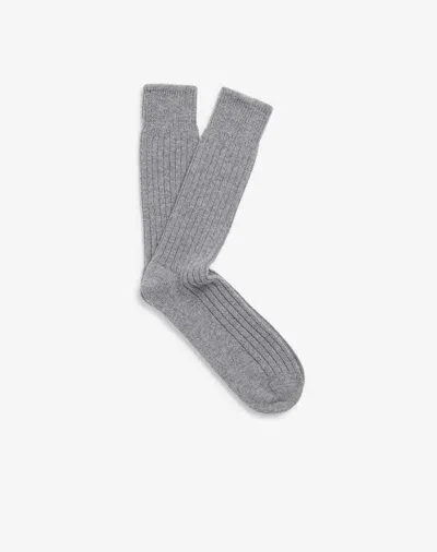 Dunhill Cotton Cashmere Ribbed Socks In Gray