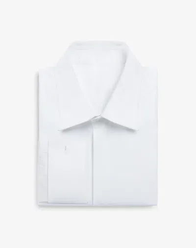 Dunhill Cotton Oxford Bib Point Collar Evening Shirt In White