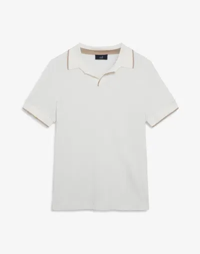 Dunhill Cotton Silk Pique Short Sleeve Polo In White