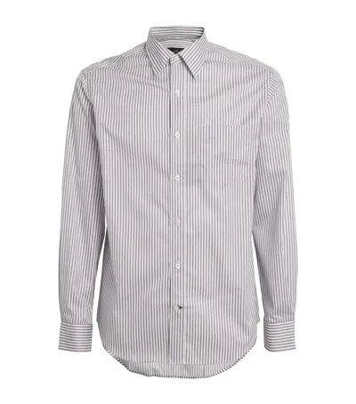 Dunhill Cotton Striped Shirt In Navy