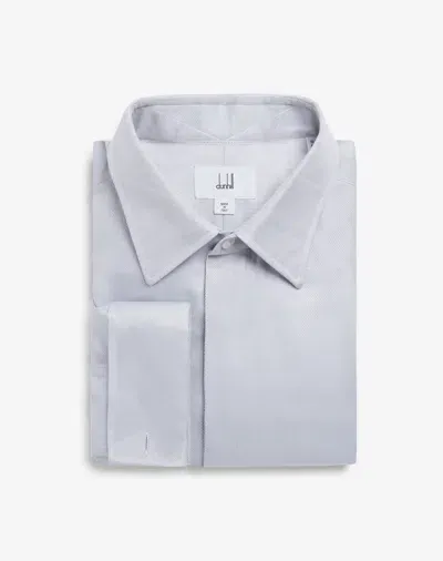 Dunhill Cotton Twill Point Collar Evening Shirt In Silver/crystal