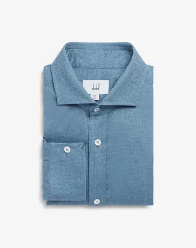 Dunhill Cotton Twill Spread Collar Formal Shirt In Blue