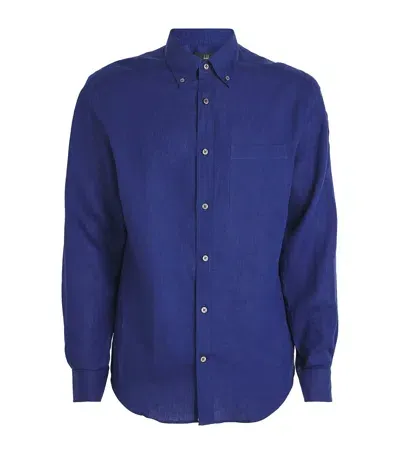 Dunhill Linen Shirt In Blue