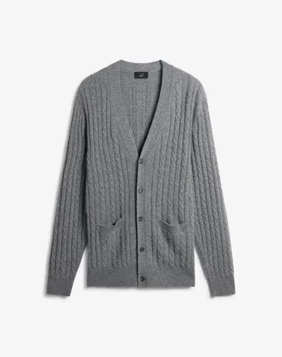 Dunhill Melange Cashmere Cable Cardigan In Grey