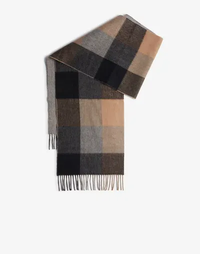 Dunhill Melange Cashmere Double Face Check Scarf In Grey