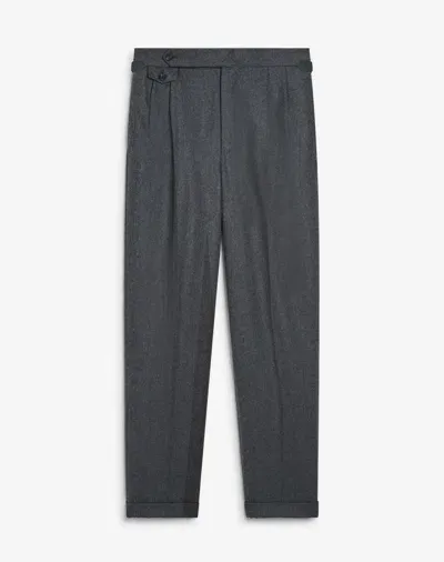 Dunhill Melange Wool Cashmere Flannel Double Pleated Trousers In Grey