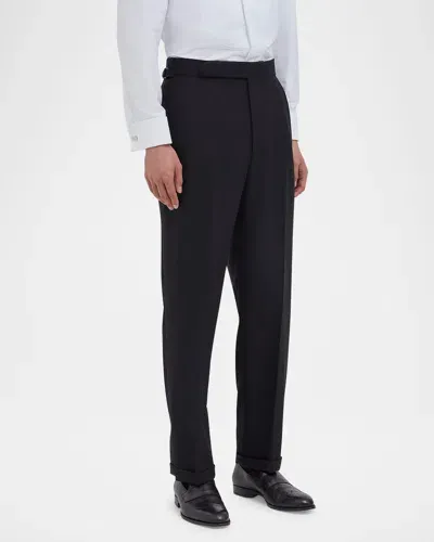 Dunhill Men's Barathea Wool Flat Front Trousers In Black