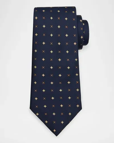 Dunhill Men's Mini Floral Mulberry Silk Tie In Blue