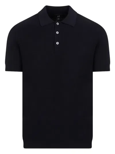 Dunhill Men's Textured Cotton Polo T-shirt In Blue