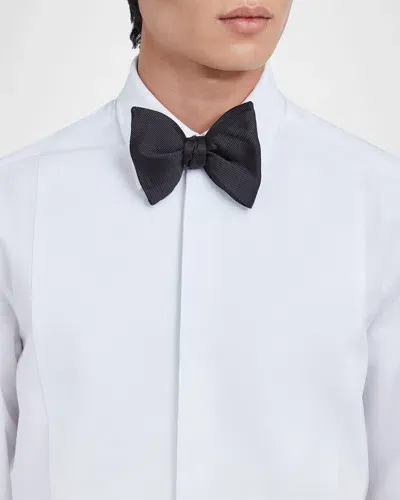 Dunhill Silk Faille Pointed Butterfly Self Bow-tie In Black