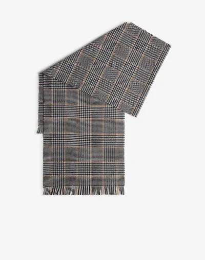 Dunhill Merino Wool Glen Check Scarf In Black