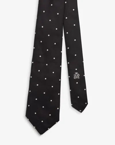 Dunhill Black Polka Dot Silk Woven Tie