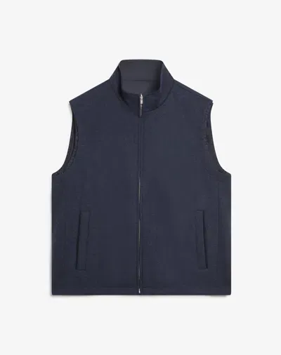 Dunhill Reversible Wool Cashmere Gilet In Blue