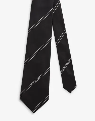 Dunhill Selvedge Silk Woven Tie In Black