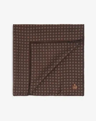 Dunhill Silk Geometric Medallion Neckerchief In Brown