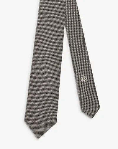 Dunhill Black White Pinhead Silk Woven Tie In Gray