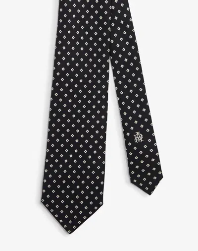 Dunhill Silk Square Motif Printed Tie In Black