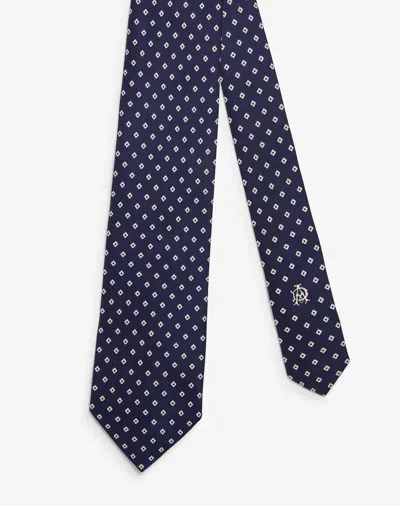 Dunhill Silk Square Motif Printed Tie In Blue