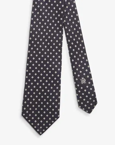 Dunhill Silk Square Motif Printed Tie In Gray