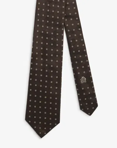 Dunhill Silk Square Neats Woven Tie 8.5cm In Brown